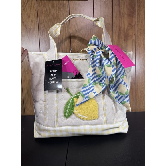 Betsey Johnson Handbags - New Betsey Johnson Tote Bag Lemon Tote + Laptop Sleeve + Scarf + Pouch